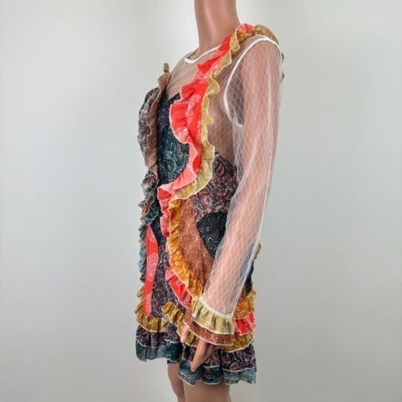 NWOT La Pateau Long Sleeve Ruffle and Lace Dress Size Small Multi Color - Picture 4 of 12